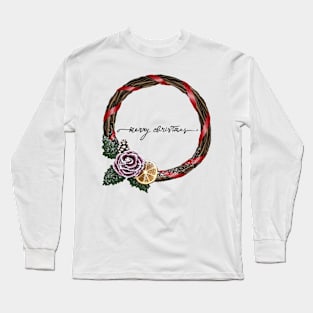 Merry Christmas Wreath Long Sleeve T-Shirt